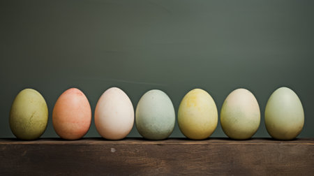 Easter eggs on dark background, Easter celebration concept.の素材