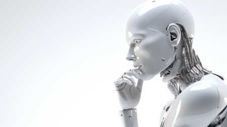 Robot face,  AI technology concept.の素材