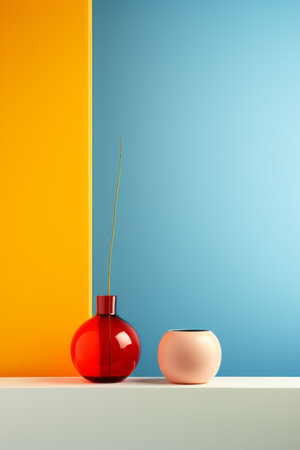 Minimal composition with pop art aesthetic, colorful still lifeの素材