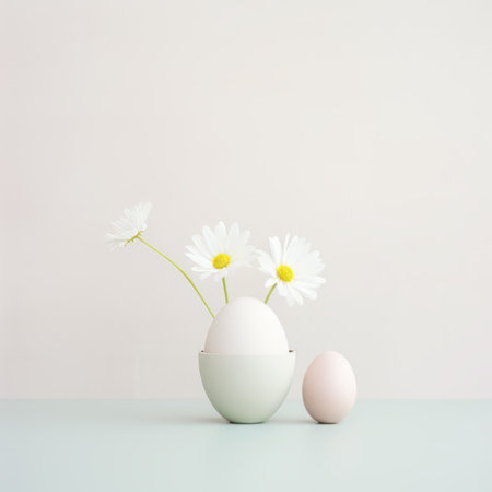 Happy Easter concept, pastel colors, creative minimalistic backgroundの素材