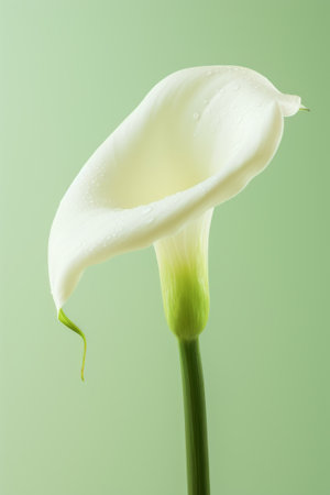 Artistic calla lily with white paint drips on a green canvasの素材