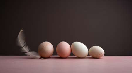 Easter eggs on dark background, Easter celebration concept.の素材