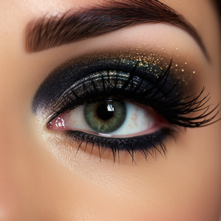 Closeup eyes make up with eye shadows and glitterの素材