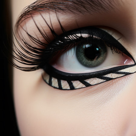 close-up of luxury woman eye with black eyeliner, perfect evening make-upの素材