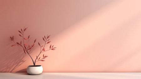 pink display with plant for perfume or cosmeticの素材
