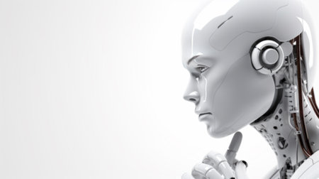 Robot face,  AI technology concept.の素材