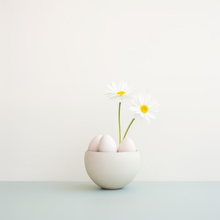 Happy Easter concept, pastel colors, creative minimalistic backgroundの素材