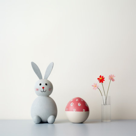 Happy Easter concept, pastel colors, creative minimalistic backgroundの素材