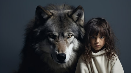 Love to pets concept. Little girl and her best friend, a big dog