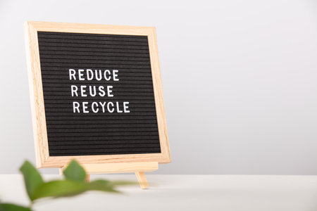 Black letter box with eco friendly motivational quoteの写真素材
