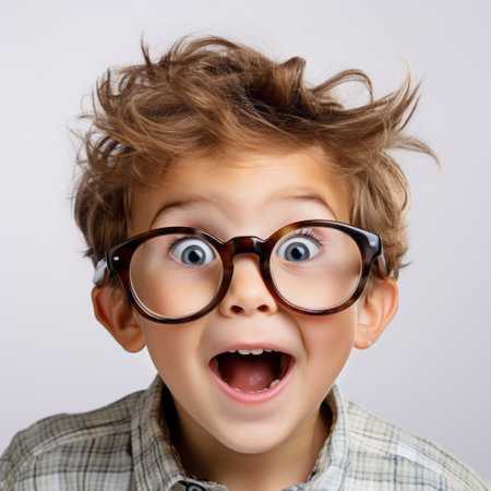 Close-Up Portrait Of Happy Boy amazed with open mouth for surprise, disbelief faceの素材
