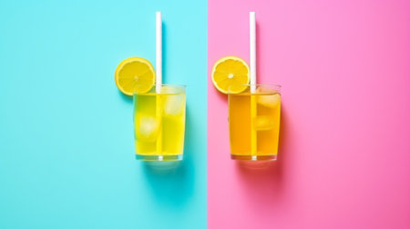 Minimal composition with pop art aesthetic, colorful still lifeの素材