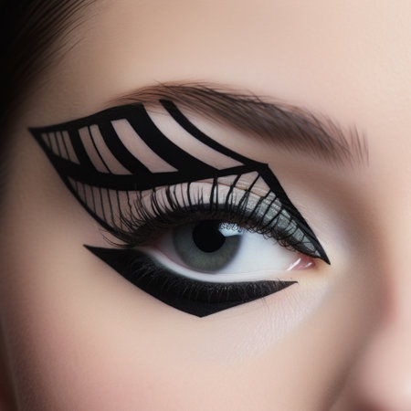 close-up of luxury woman eye with black eyeliner, perfect evening make-upの素材