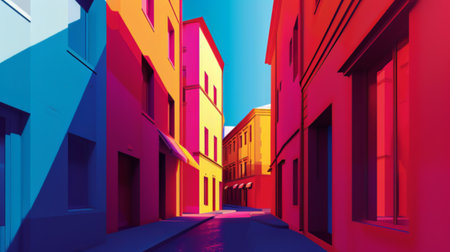 Colorful Neo-Fauvist Style Buildings, modern architectureの素材