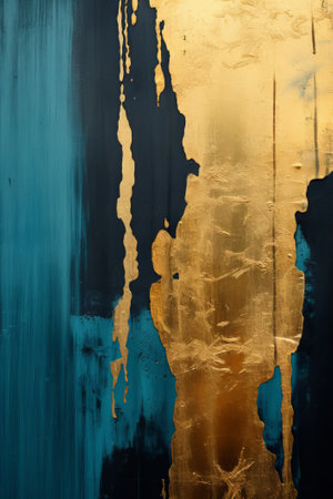Old concrete wall with grainy texture in blue and goldの素材