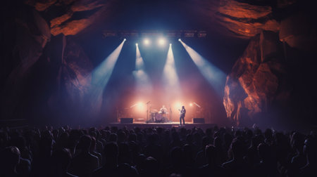 crowd partying with stage lights live concertの素材