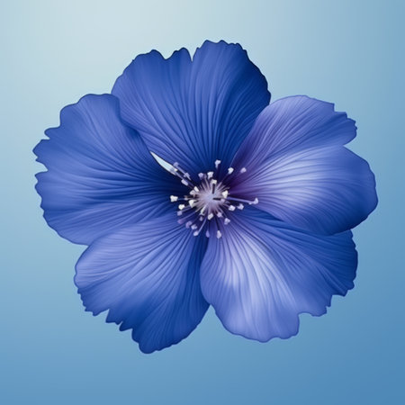 Digital illustration of a blue anemone flower against a light backgroundの素材