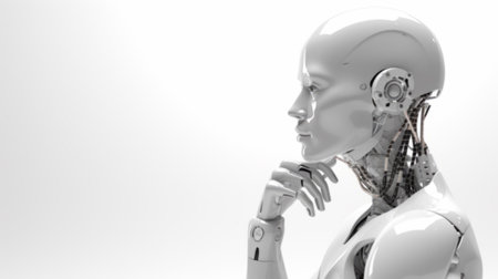 Robot face, AI technology concept.の素材