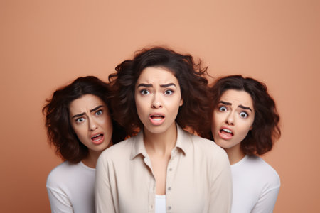 Sequence of a young woman displaying a progression of distress to reliefの素材