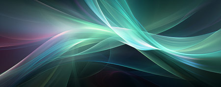 Abstract Aquatic Waves on Emerald and Sapphire Gradient bannerの素材