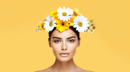 Elegant Woman with Floral Crownの素材
