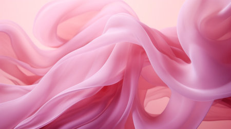 Close-up of undulating pink satin fabric creating soft wavesの素材