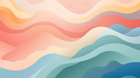 Warm Abstract Wavy Design with Coral and Seafoam Gradient bannerの素材