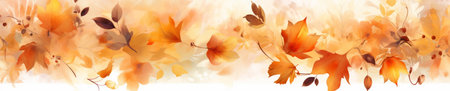 Autumnal Harmony in Watercolor with Warm-Toned Foliage bannerの素材