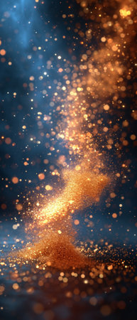 Vivid bokeh lights with a gradient from golden to blue huesの素材