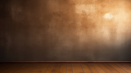 Dark empty wall with interesting golden sun glare. Background for the presentationの素材