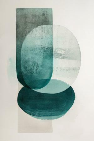 Cool-Hued Abstract Geometric Layers with Textured Overlap posterの素材