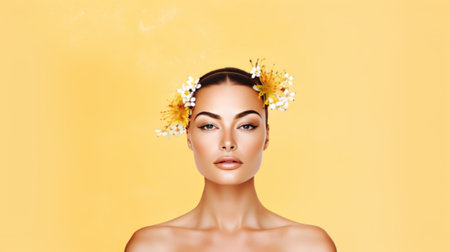 Elegant Woman with Floral Crownの素材