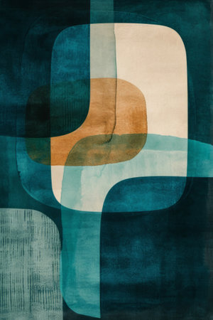 Cool-Hued Abstract Geometric Layers with Textured Overlap posterの素材