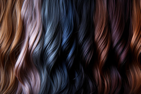 Close-up of Multicolored Strands of Hairの素材