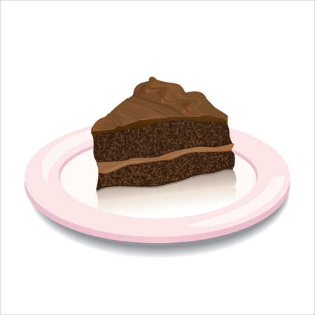 A piece of chocolate pie on a plateのイラスト素材