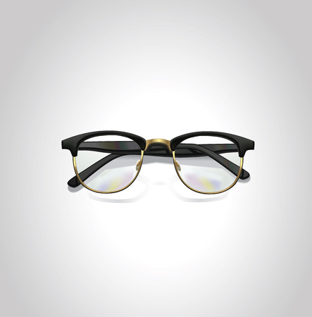 Realistic vector black classic glasses.のイラスト素材
