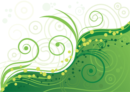 Green background with spirals and lines.のイラスト素材