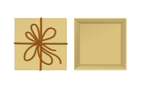 Vector kraft present box with ropeのイラスト素材
