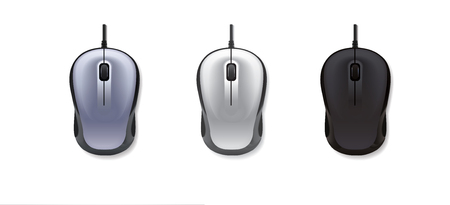 3 realistic computer mouse on white background. Vector illustration.のイラスト素材