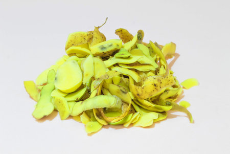 A photo with a pink background shows waste. This is the cleaning after the potatoes