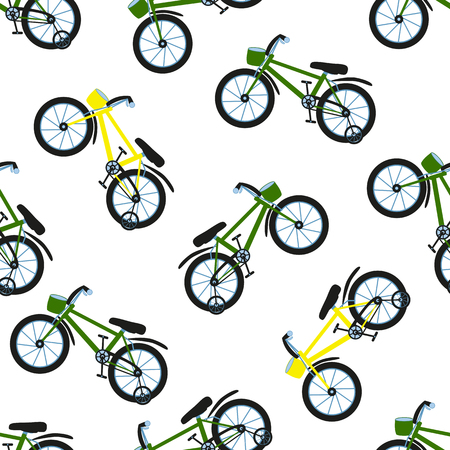 Seamless bicycle pattern. Kids bikes. Vector illustrationのイラスト素材