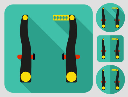 Front rear brakes icon. Bike parts. Flat long shadow design. Bicycle icons series.のイラスト素材