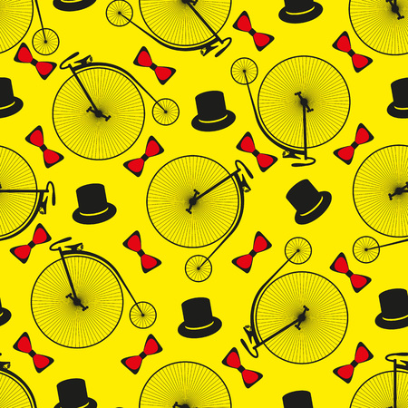 Seamless bicycle pattern. Penny farthing bike.のイラスト素材