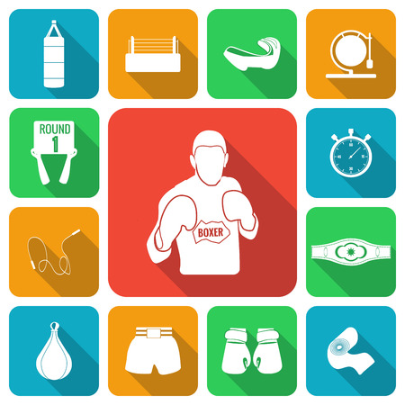 Boxing icons set. Vector illustrationのイラスト素材