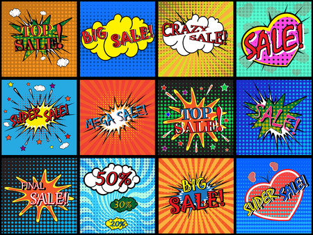 Sale. Set of comic sound effects. Vector illustration.のイラスト素材