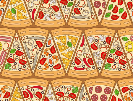 Seamless pattern made of pizza pieces, vector illustrationのイラスト素材