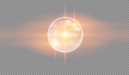 Soap water bubbles on checkered background, glowing light effect stars bursts with sparkles on transparent background. Glowing light. vector illustration.のイラスト素材