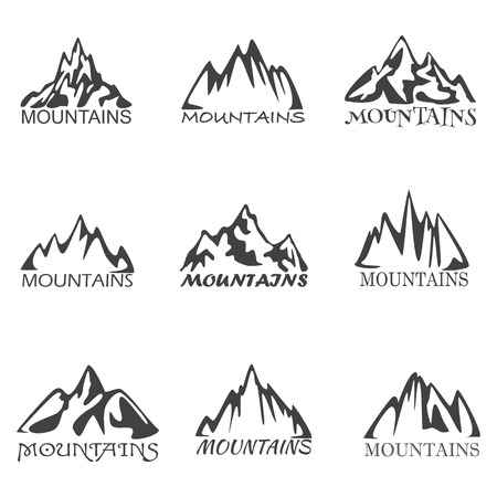 Mountains Icons on the white background, vector illustrationのイラスト素材