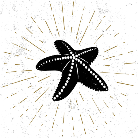 Hand drawn textured vintage icon with starfish, vector illustration.のイラスト素材