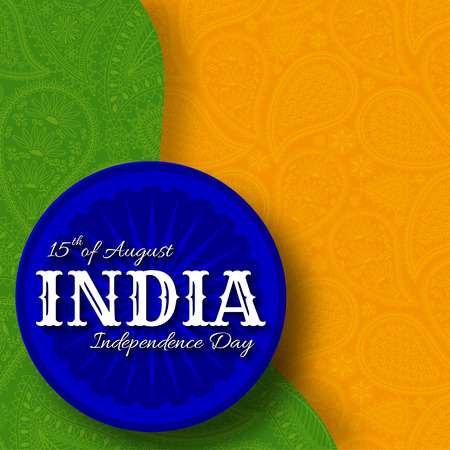 15th of August India Independence Day. Greeting card with paisley ornament. Vector illustration.のイラスト素材